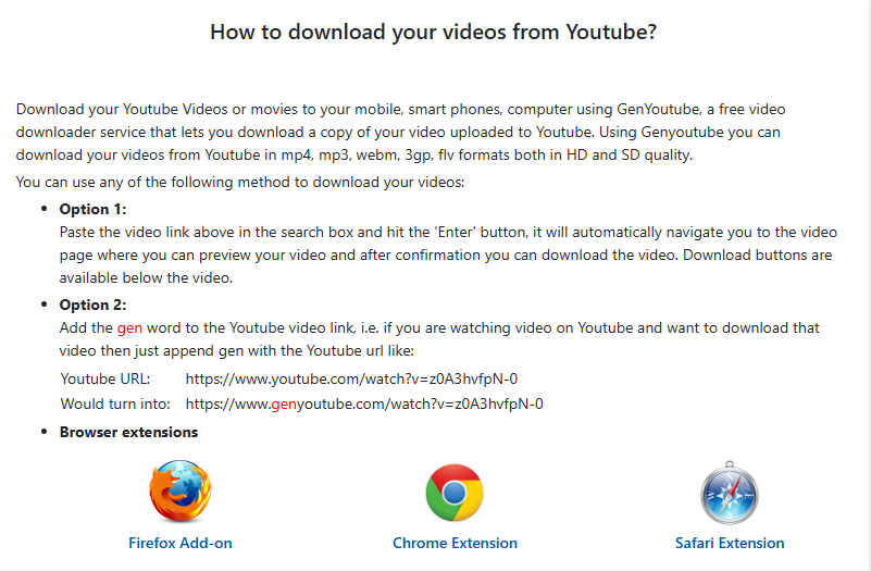 Steps to download GenYouTube